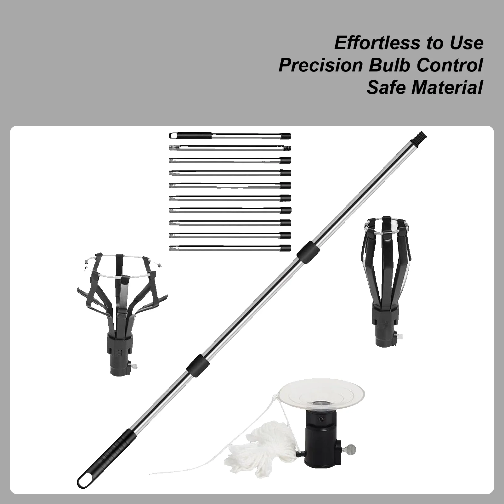 

Полюс для смены лампочек, 13-футовый высотный полюс для захвата света, артефакт для замены лампочек с корзиной на присоске, вытяжной столб для