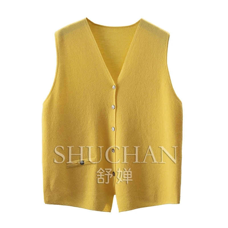 

100% Wool Sweater Vest Cardigan Women 13B4 Sueter Mujer Invierno 2025 Blusa De Frio Feminina Knit Vest