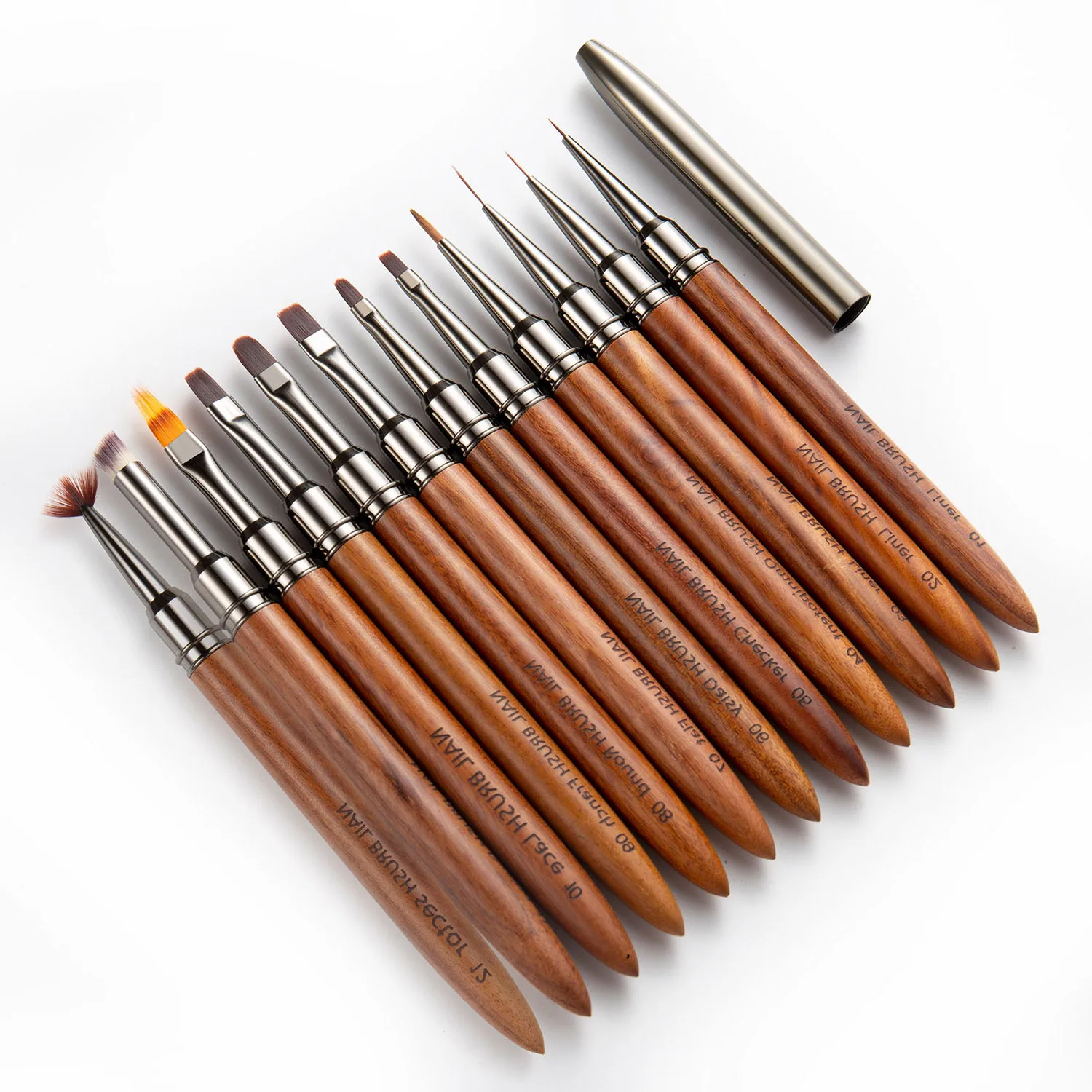 1PC Round Wood Handle Nail Art Liner Brush DIY Painting Pen Sandalwood Syringe Brushes Drawing Fine Lines Stripe Pen UV Gel Nail