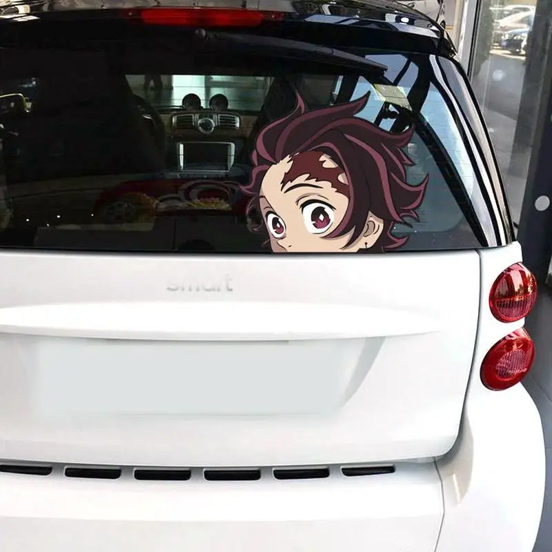 Kawaii Demon Slayer Refective Car Stickers Anime Cartoon Covering Scratch Stickers Car Window Glass Waterproof Decorate Stickers