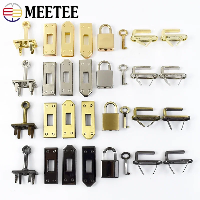 1Set(7Pcs)/2/3Sets Meetee 45mm Metal Rectangle Eyelets Locks Women\'s Handbag Twist Lock Closure Buckles Hardware Accessories