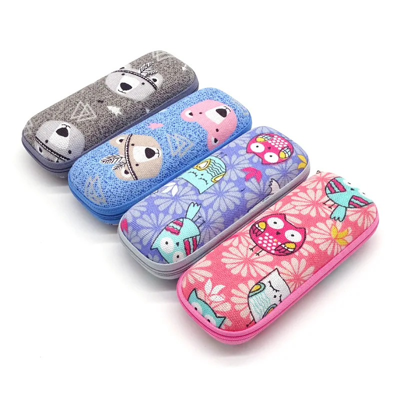 Cute Cartoon Printed Children's Glasses Box Sunglasses Myopia Protective Storage Case Thick Cloth Zipper Eyeglasses Accessories