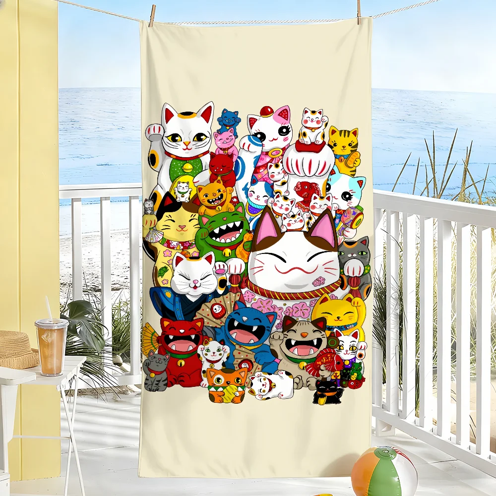 

Полотенце Lucky Cat Maneki-neko, мягкое, быстросохнущее, для бассейна, путешествий, спортзала, душа, кемпинга, спорта, большие пляжные полотенца