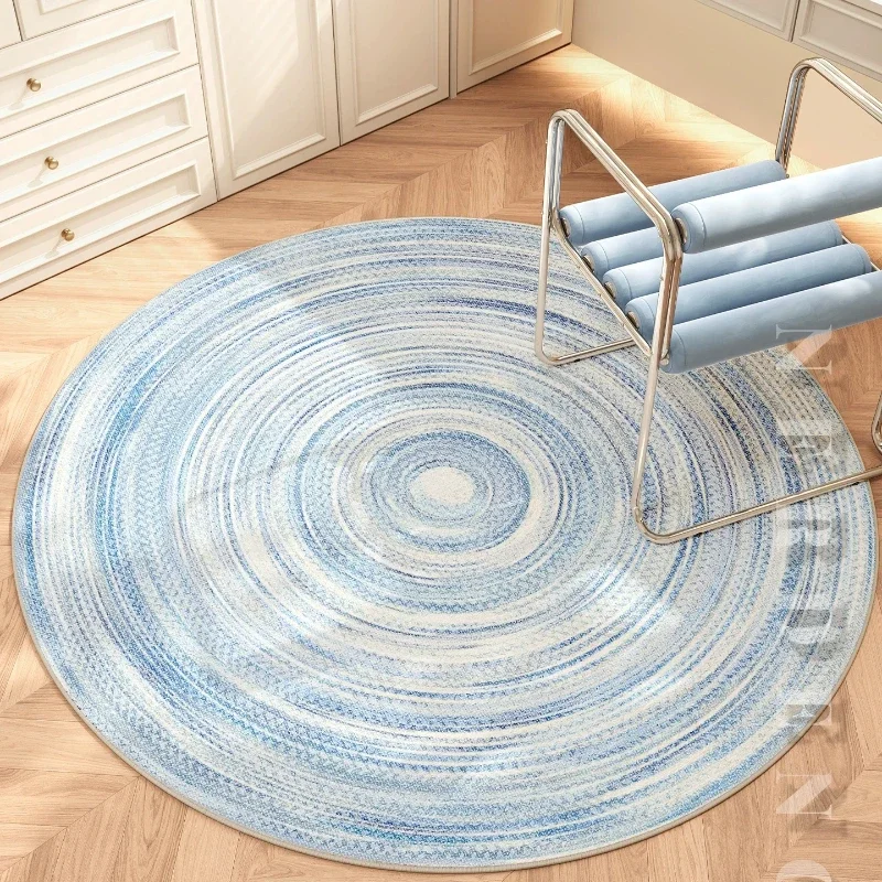Ins Style Bedroom Decor Round Carpet Blue Carpets for Living Room Washable Lounge Water Proof Mat Anti-slip Cloakroom Soft Rug
