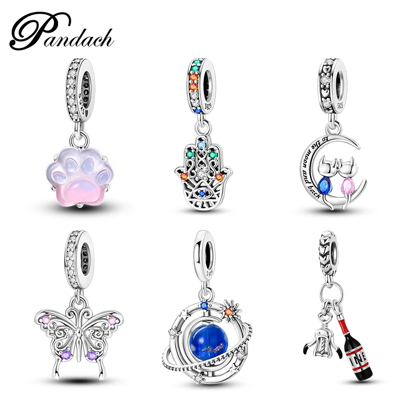 100% 925 Sterling Silver Hollow Butterfly Luminous Claw Planet Charms Pendants Fit Original Pandora Bracelets DIY Jewelry Making