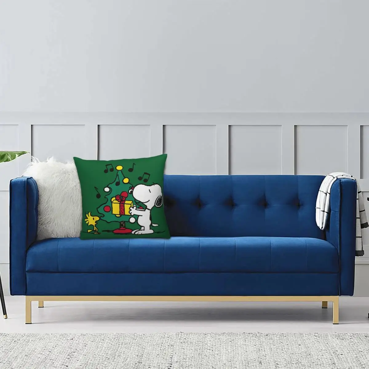 سنوبي وودستوك عطلة شجرة عيد الميلاد المخدة المطبوعة البوليستر غطاء الوسادة وسادة للديكور غطاء المنزل