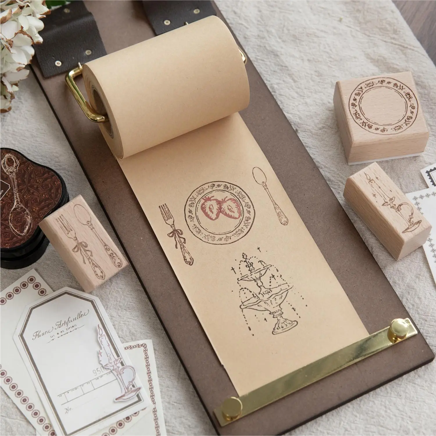 Fountain Candle Tableware Candle TablewarDesign Wooden Stamp DIY Craft Supplies Scrapbooking Material Stationery Seal for Hobby - view 3