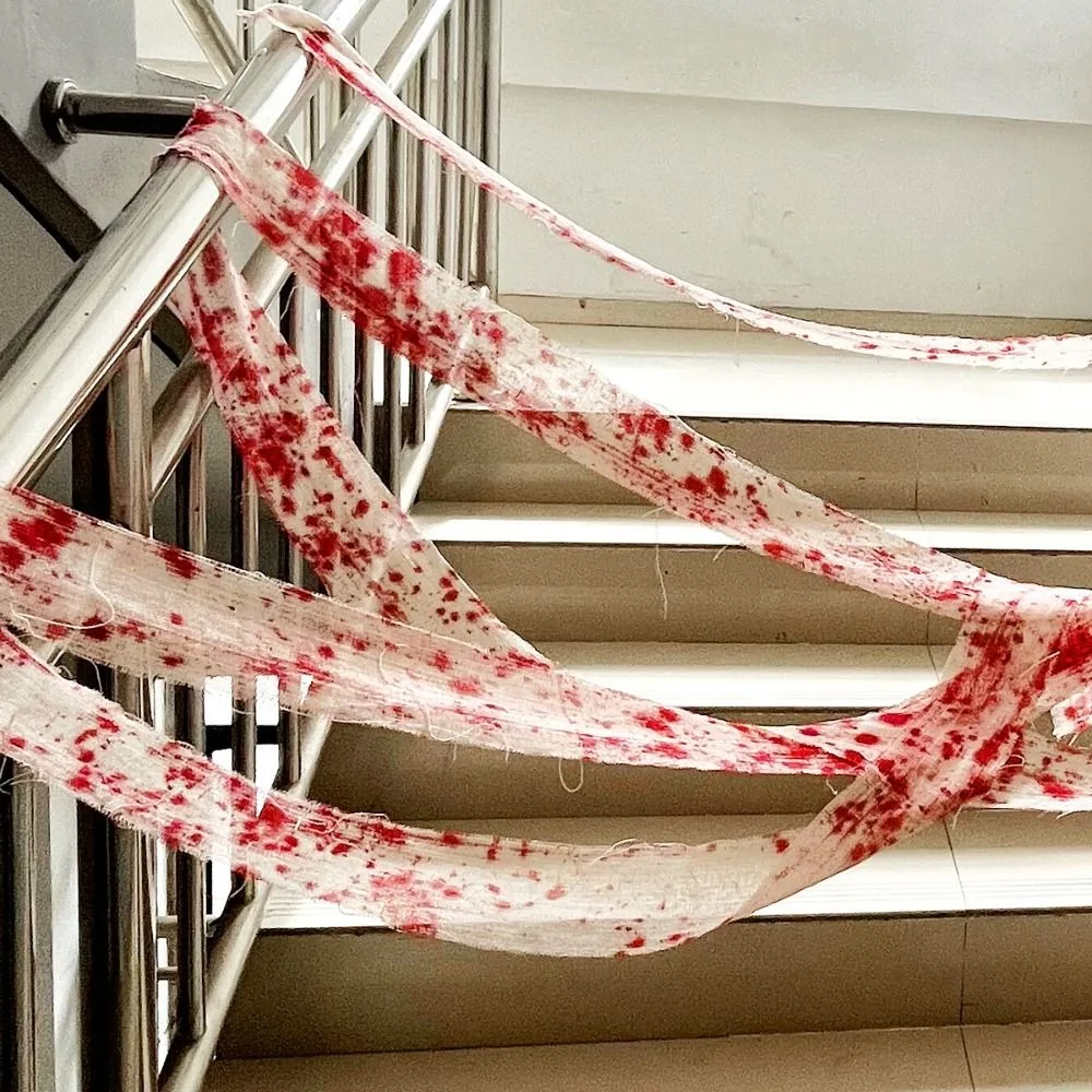 Halloween Blood Gauze Cloth Eco-friendly Scary Artificial Blood Bandage Haunted House Decor Warning Line Artificial Blood Gauze