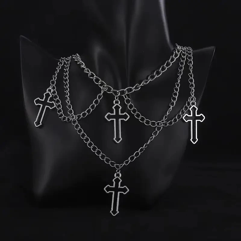 Fashion Gothic Cross Pendant Choker Necklace For Women Cool Hip Hop Vintage Necklaces Gypsy Accessories Jewelry