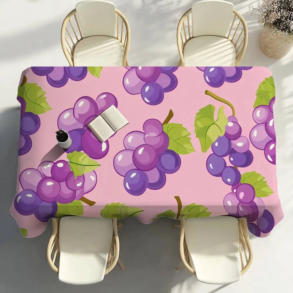 1PC Purple Grapes Table Cloth Home Party Picnic Dining Room Kitchen Patios Stain-Proof Polyester Table Cloth