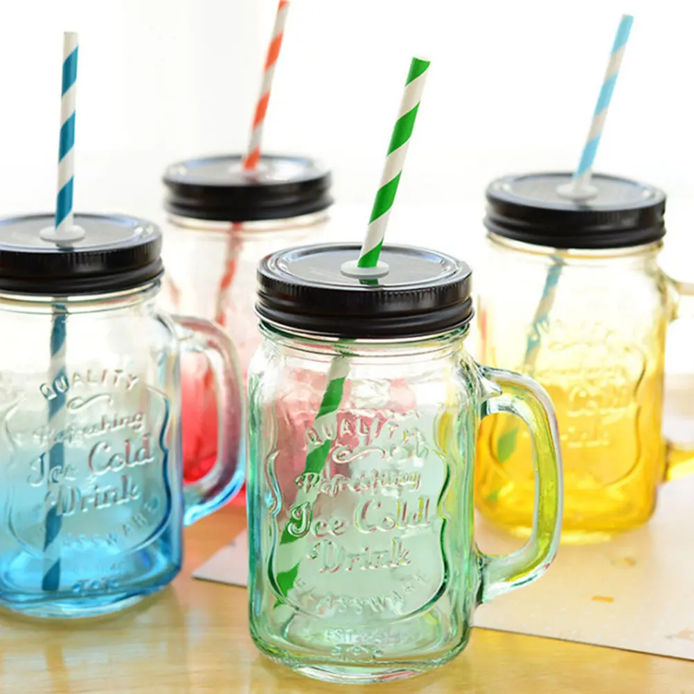 4Pcs Glass Straw Cups High Quality Craftsmanship Beautiful Delicate Design Convenient Straw for Water Beverage Cup Humanized