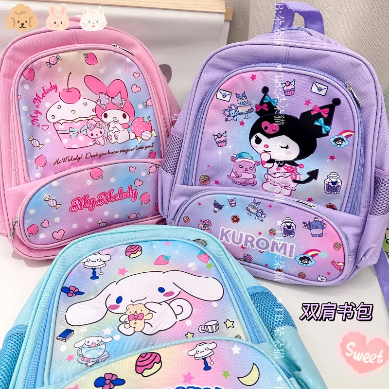 Miniso 34cm Cinnamoroll My Melody Kuromi Sanrio Holiday Gift Cute Kid Backpack Anime Kawaii Cartoon Leather Mini School Bag