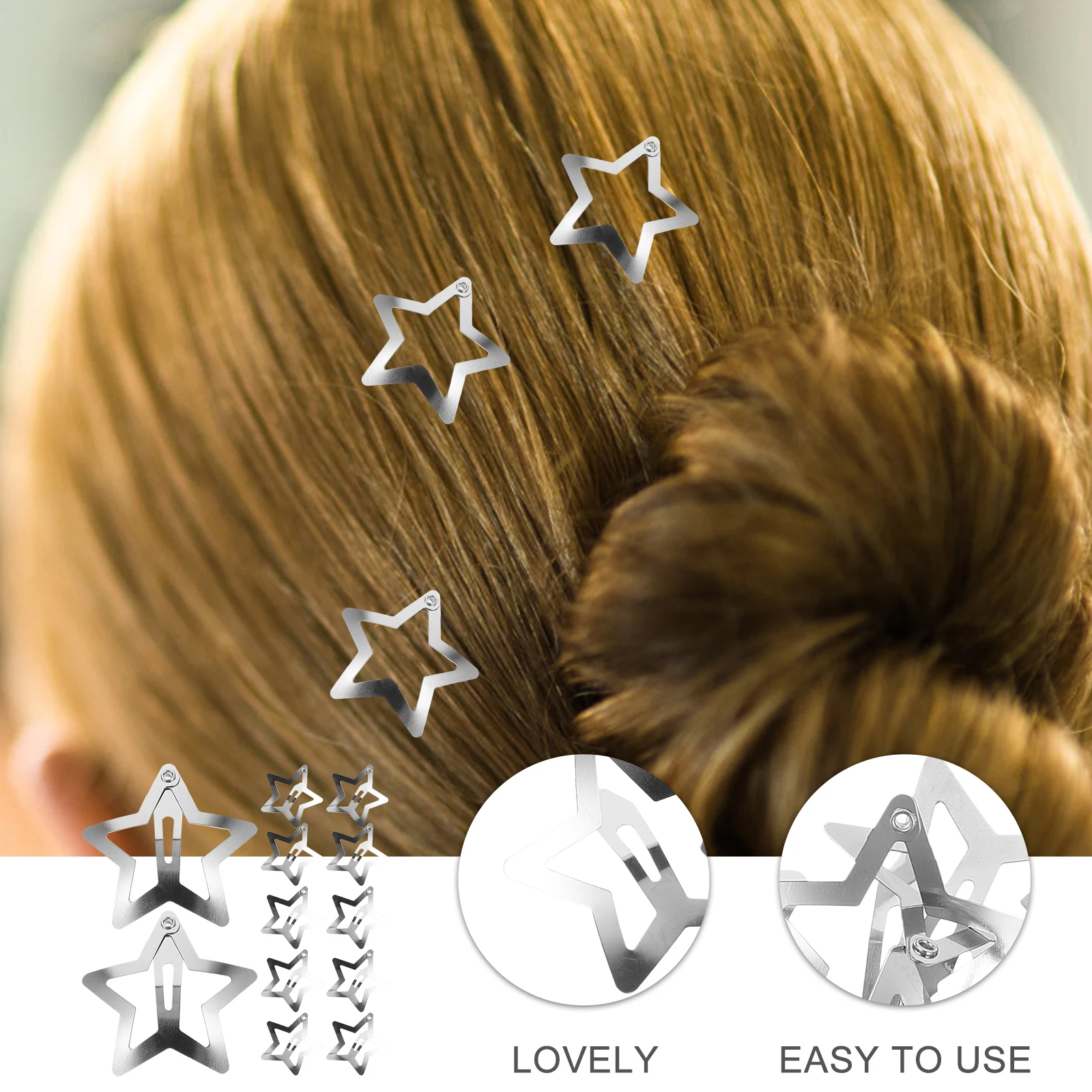 Star Hair Clips para Mulheres e Meninas, Snap Hairpins, Cute Hair Acessórios, Hair Styling Tools, presilhas, Jóias, 20PCs