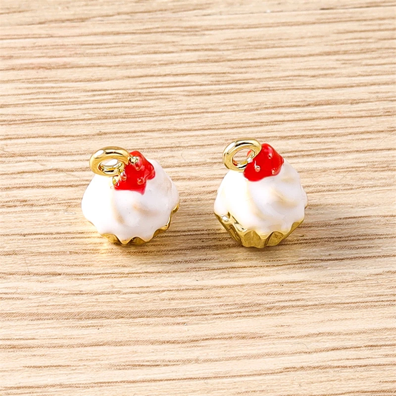 5 Stück Mix süße Lebensmittel Charms Legierung Kuchen Kaffeetasse Brot Charms Anhänger für Schmuckherstellung Tropfen Ohrringe Halsketten DIY Handwerk Geschenk – Detail 5