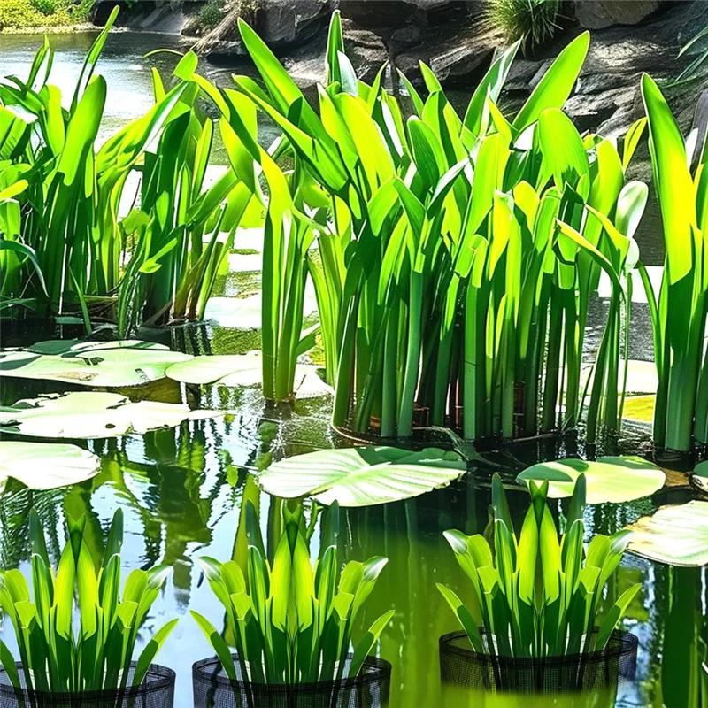 ABRS-4 Pcs X Aquatic Planting Bags - Reusable Mesh Water Garden Pond Plant Pot - Breathable Square Lily Pots For Swamp