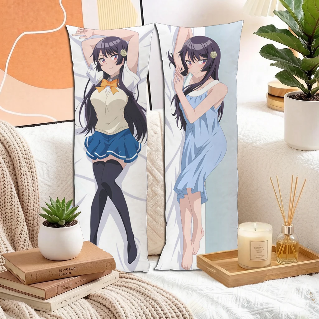 Anime Black Long Hair Red Eyes Idol Girl Dakimakura Pillowcase Double Sided Long Body Pillow Cover Peach Skin 2way For Otaku