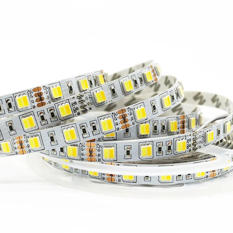 

12V 24V 5M CCT 2 in 1 LED Strip 60LEDs/M White+Warm white Double Color Lights SMD 5050 Flexible Tape IP20 IP65 10mm White PCB