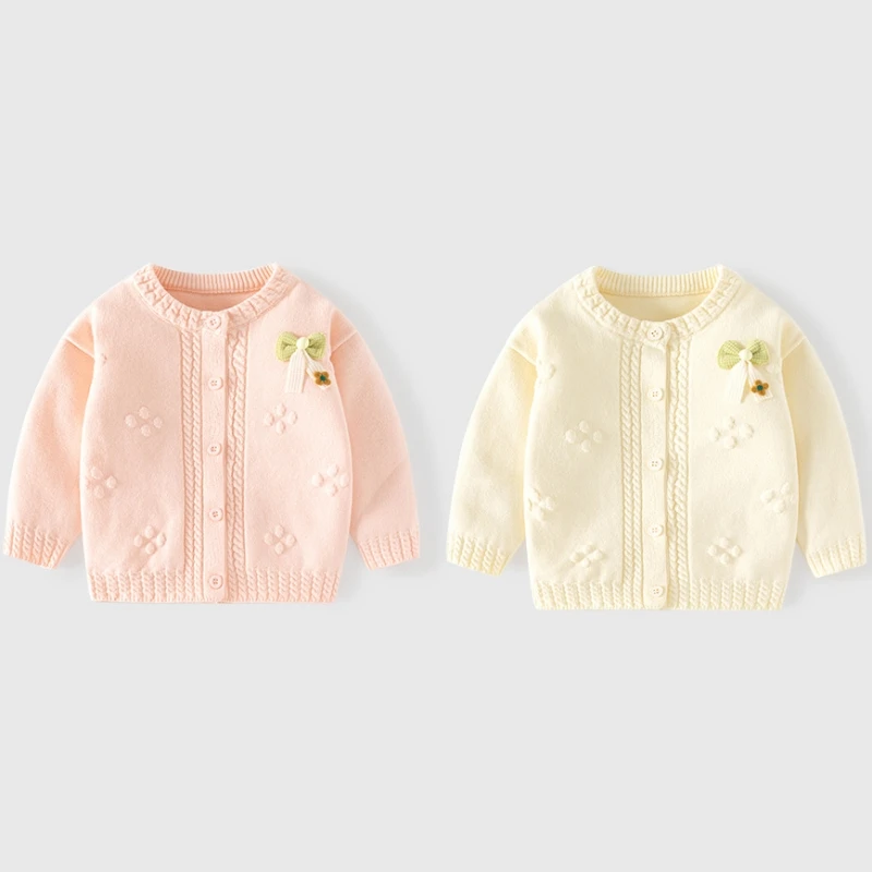 

Baby Girl Cardigan Classic Kids Knitwear Cotton Cable