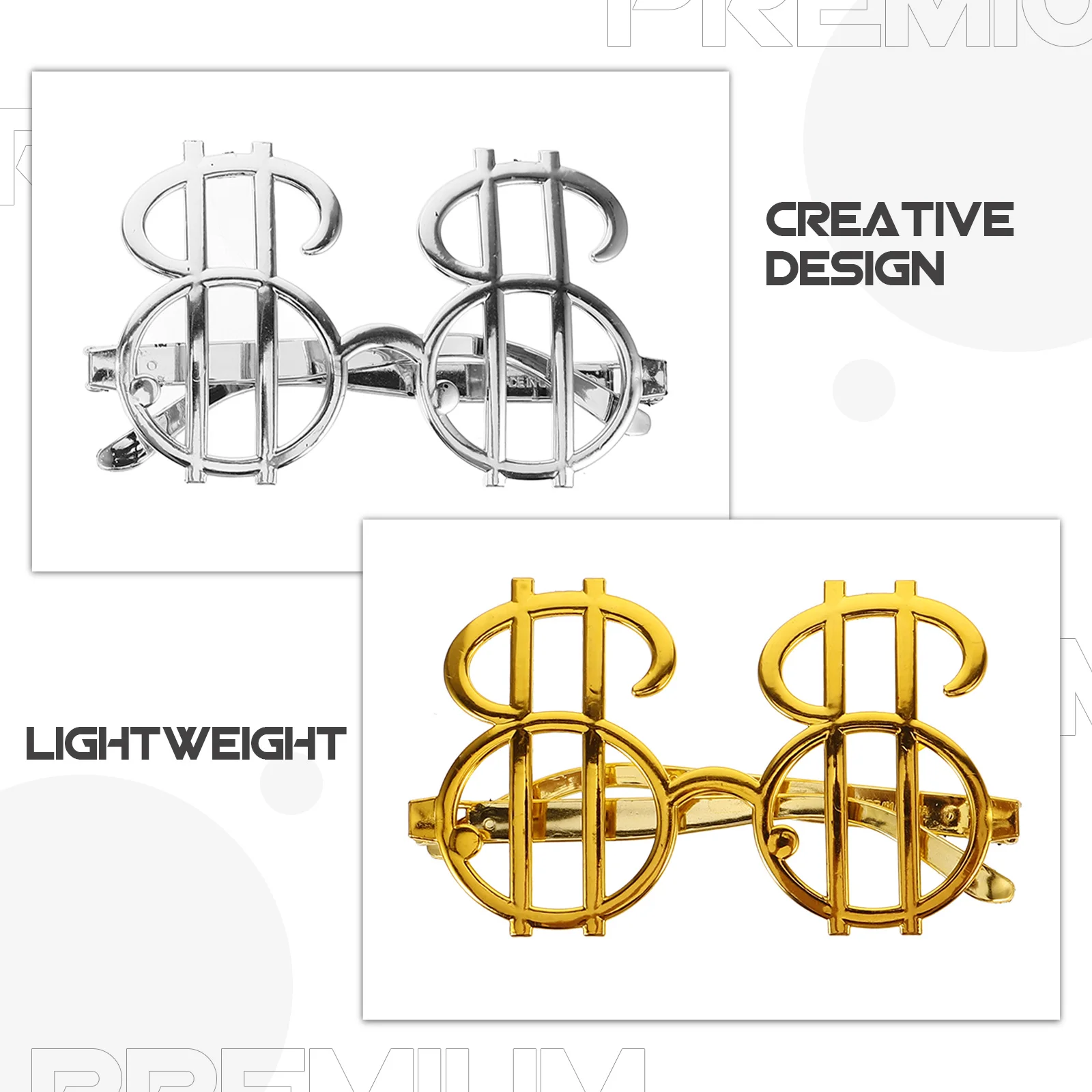 قطعتان من نظارات رمز الدولار، نظارات ممتعة بألوان زاهية، نظارات بلاستيكية خفيفة الوزن مبتكرة لمهرجان الموسيقى وحفلات الشاطئ #3