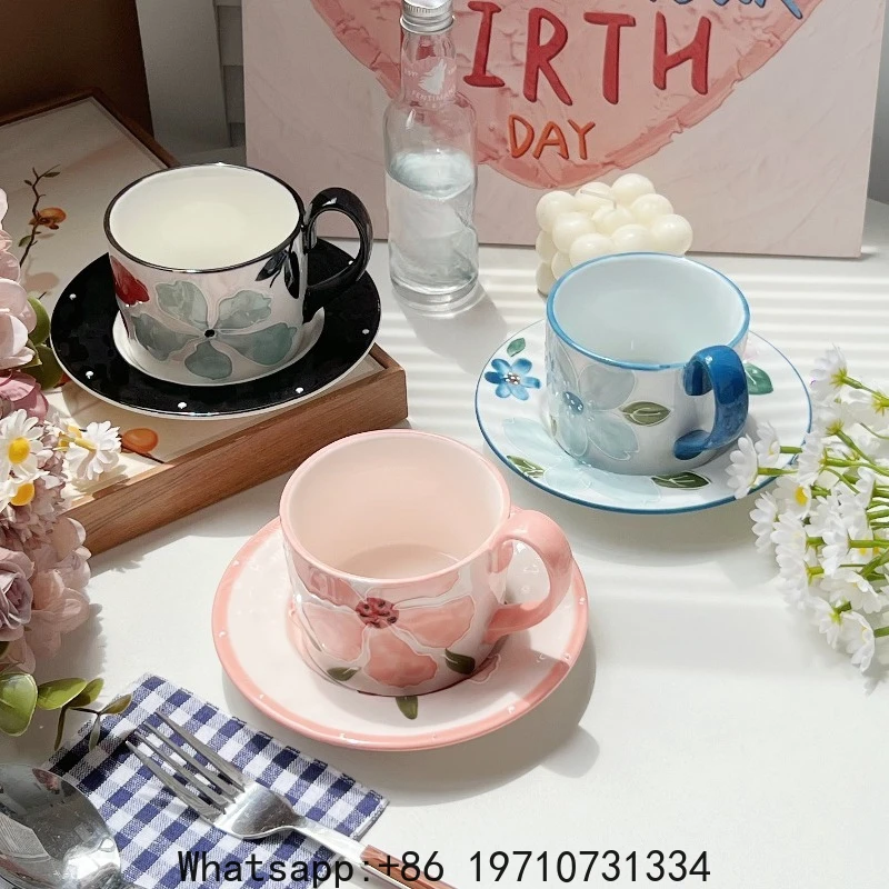 

Ceramic Coffee Cup and Saucer Set, Household High-value Light Luxury Mug, Exquisite