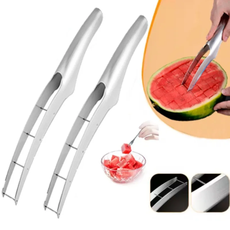 Handy Durable Stainless Steel Watermelon Chopper, Fruit Peeling and Chopping Artifact,suitable for Family Gatherings and Parties