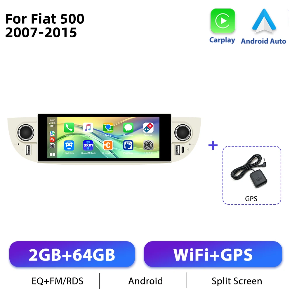 Podofo CarPlay Android Radio Voor Fiat 500 2007-2015 Auto Multimedia Speler 2din 1din GPS Stereo Intelligent Systeem RDS autoradio