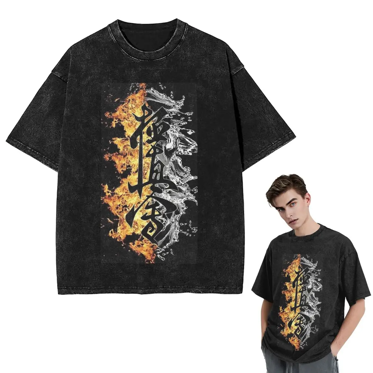 

Streetwear T-Shirts Kyokushin Karate Bushido Values (2) Washed T Shirt Short Sleeve Hip Hop T-Shirt Tops Tees for Men Women