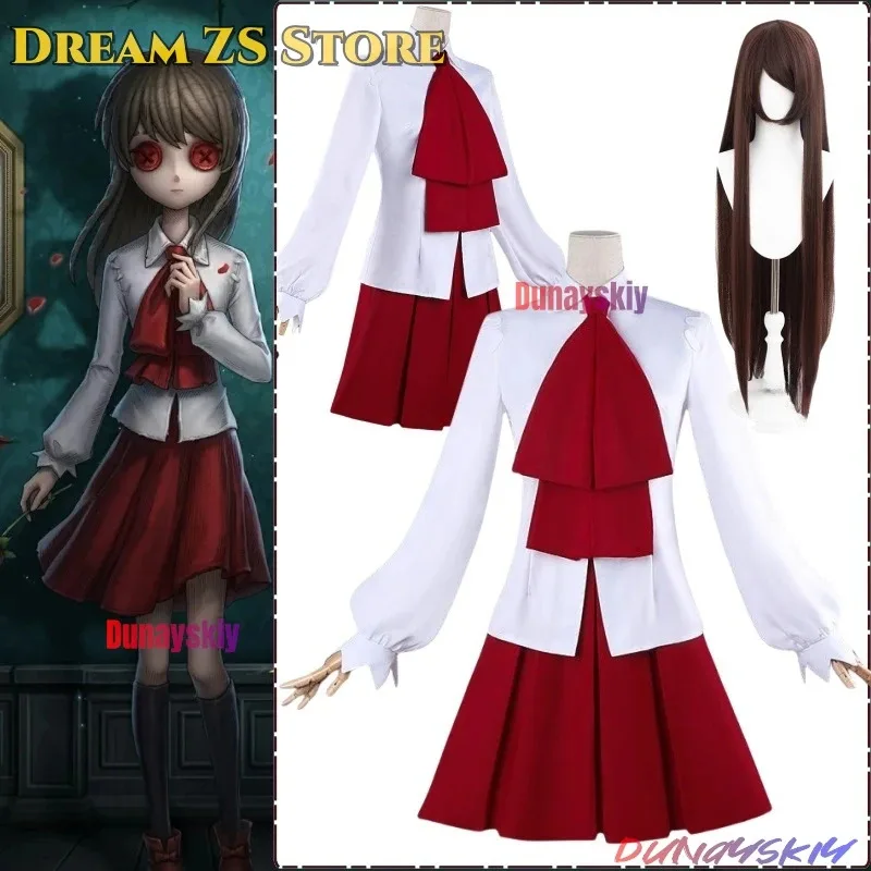 

XT8Anime Game IdentityⅤ Crossover Ib Alice Derose Cosplay Costume Shirt Red Dress Lolita Tie Wigs For Halloween Party CustomizXT
