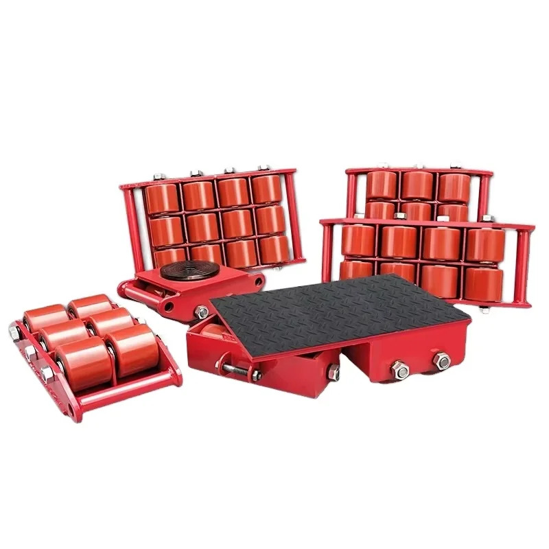 

Machine mobile equipment roller skates cargo loading trolley 180 degree mobile tank trolley heavy pulley