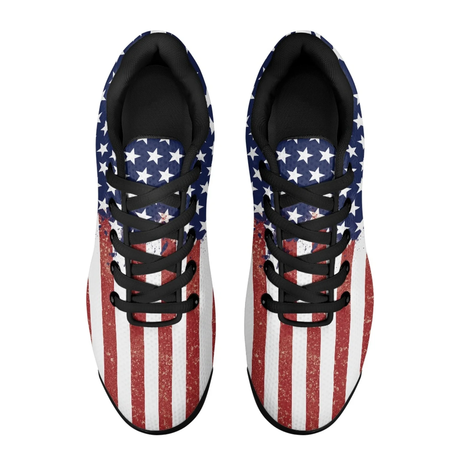 PENSTROLL 4th of July Air Cushion Sneakers Featuring American Flag, Breathable Mesh Jogger Shoes for Workout and Daily Walking