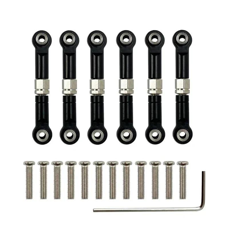 6Pcs Adjustable for Wltoys 1/18 A949 A959 A969 A979 K929 Aluminum Upgrade Spare Parts Metal Linkage Pull Rod Servo Link A959-B