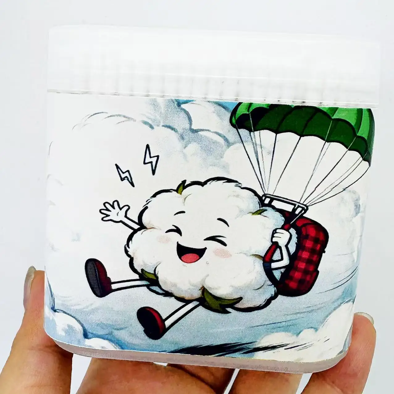 1200 Uds. Hisopos de algodón estimulantes con temática deportiva, hisopos de algodón blancos en forma de paracaídas, palos de hisopo de algodón con cuchara de doble cabeza