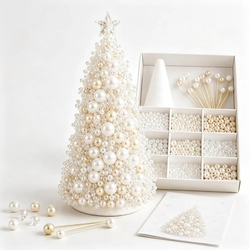 Beaded Christmas Tree DIY Set |   Shiny Holiday Handmade Kit with and Beaded, Handmade Christmas Decorations for Adults and Teens