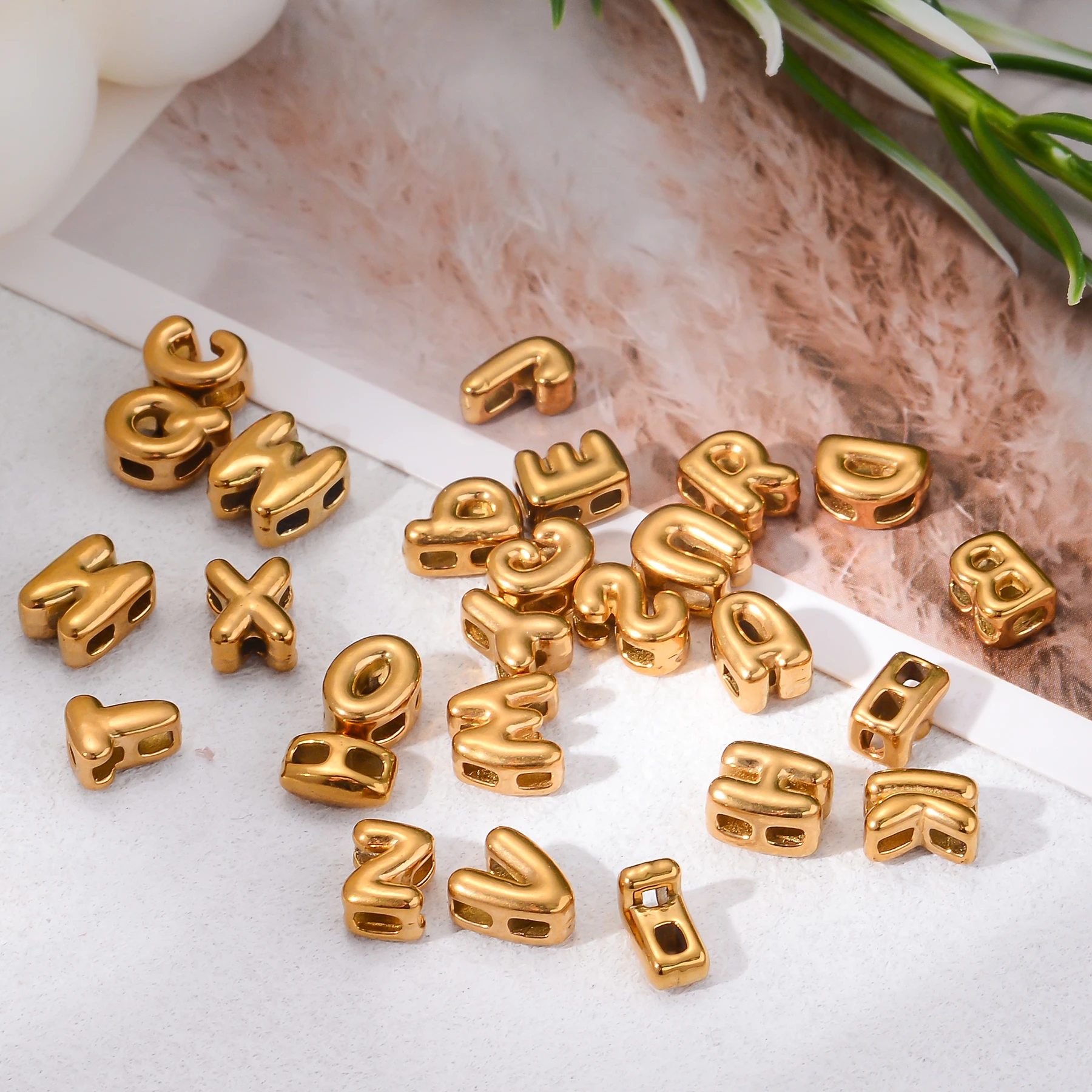 6pcs/lot Mini Balloon Alphabet Initial Charms Stainless Steel Small Bubble English Letter Accessories