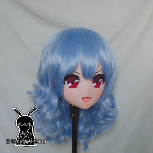 (Rabbit 88) Resin Cross dress Pretty Girl Head BID Doll Mask Japanese Anime Kigurumi Mask Cosplay with Wig