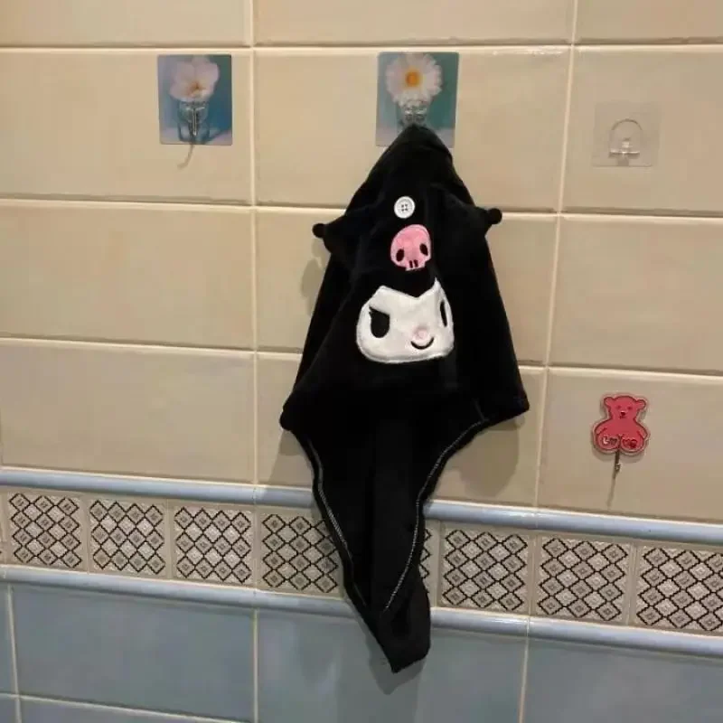 Kawaii Sanrio Hair Drying Cap Kuromi Accessories Cartoon Cute Anime Water Absorbent Easy To Dry Wrap Head Towel Toys Girls Gift