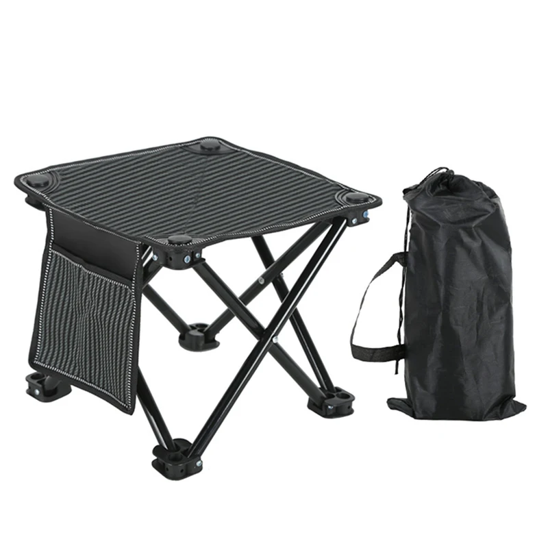 Folding Small Stool, Outdoor Camping And Fishing Portable With Storage Bag, Oxford Cloth Four Corner Stool,L188