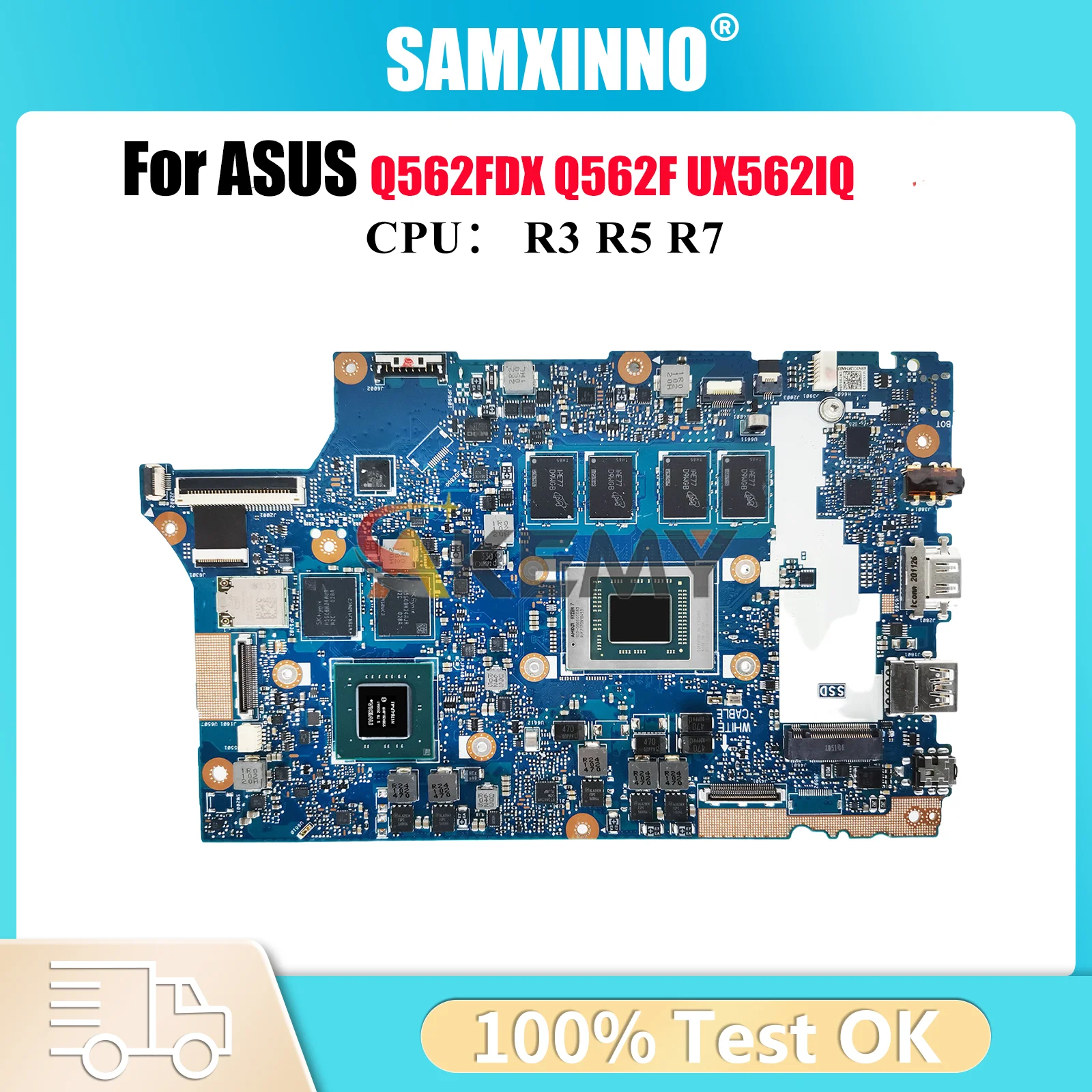 

UX562IQ Laptop Motherboard For ASUS ZenBook UX56IQ Q562F UX562 Q562FDX Notebook Mainboard With R3 R5 R7 CPU 100% tests OK stk