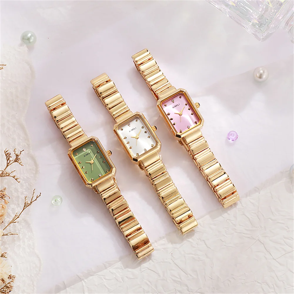 Ladies Watch Simple Gold Square Luxury Quartz Watches Fashion Stainless Steel Women's Business Clock Dress Clock Wristwatches