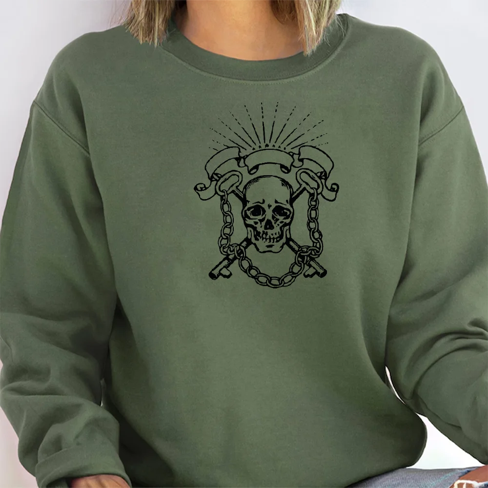 Deadly Skull with Chains Casual Daily Wear Unisex Sweatshirt with Multiple Colors Versatile Stylish Pullover New Arrival