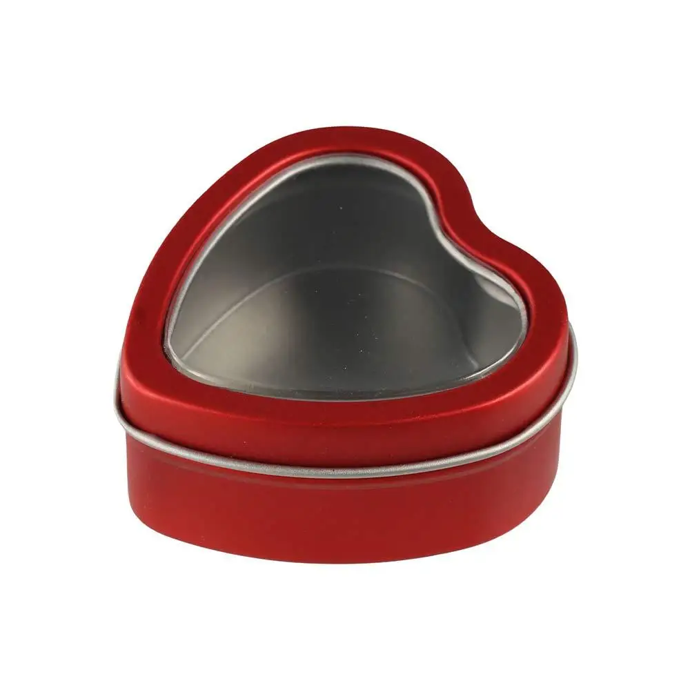 

Creative Tinplate Heart Shape Tins Empty Silver/Red/Pink Heart-shaped Containers Refillable Small Candle Making Jars Home