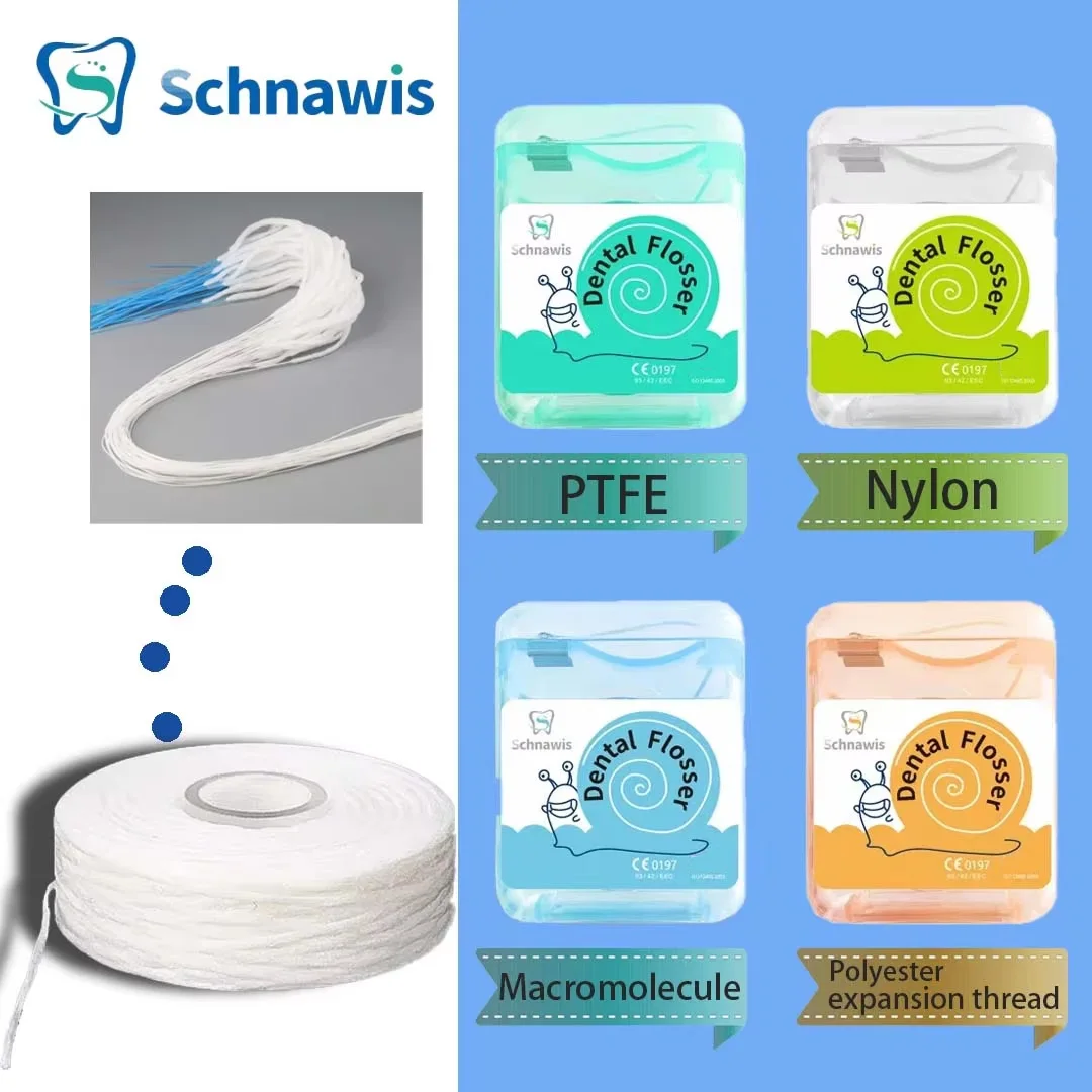 50M/Roll Dental Flosser Built-in Spool Wax Nylon PTFE Macromolecule Water Expanded Dentistry Orthodontic Floss Cherry Flavor