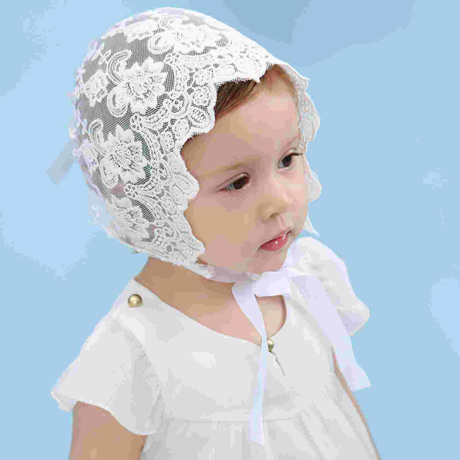 Gorro de algodón de encaje Adorable para bebé, gorro bonito, tocado con patrón Floral para niño pequeño (blanco), 1 ud.