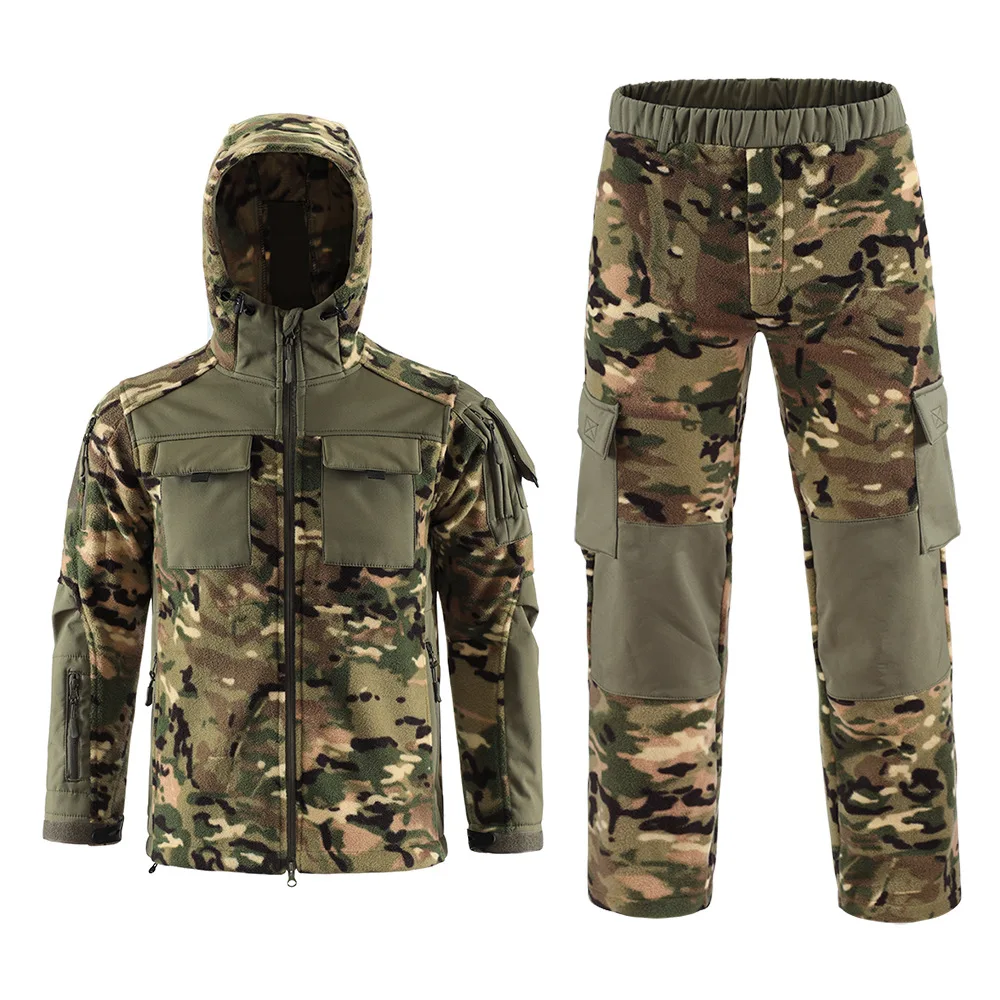 Winter Herren Outdoor Camouflage Jacke Set taktische Kapuzenjacke Winter warme Jacke Innenschicht Herren Winteranzug Herren Set – Detail 2