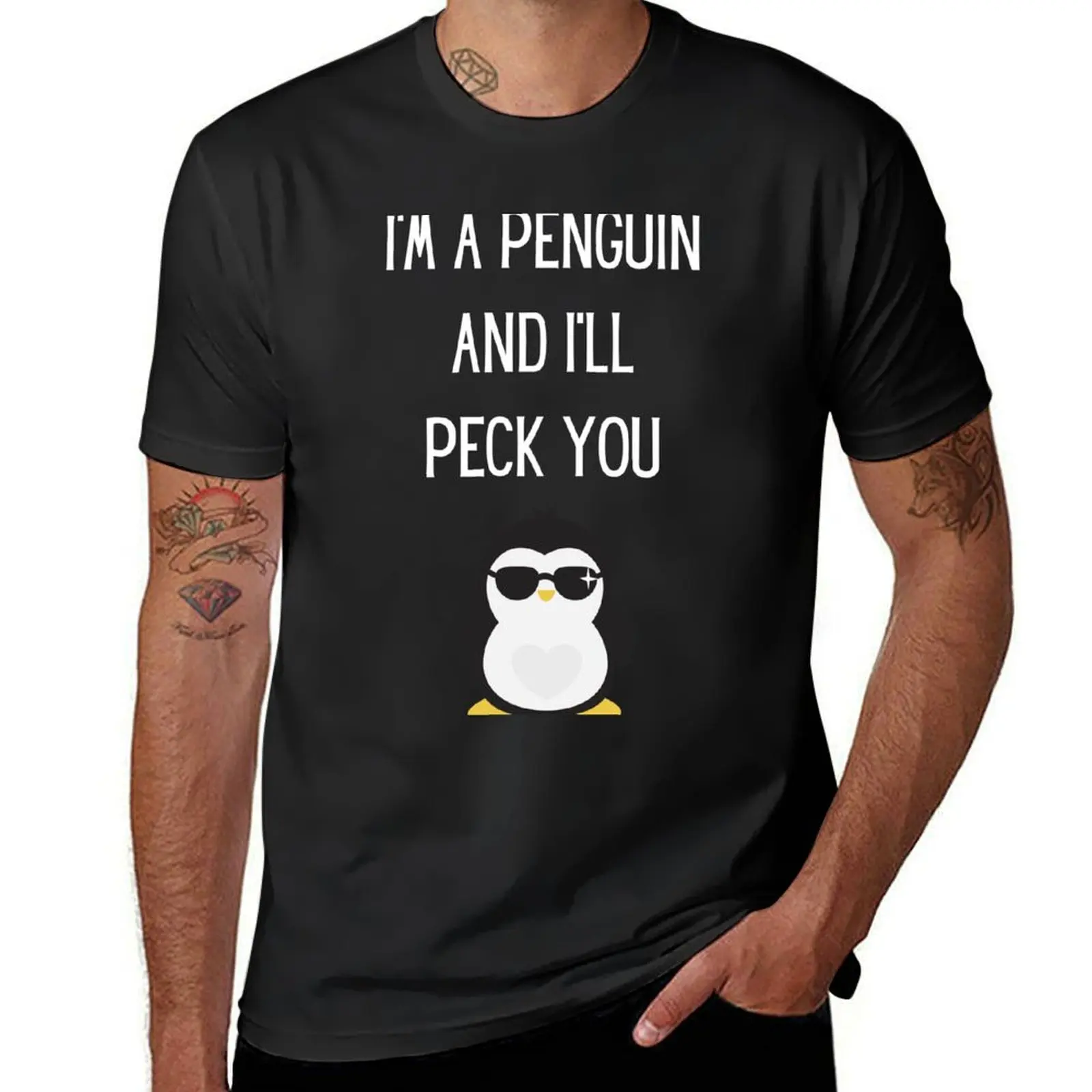 I am a penguin and i will peck you-Chanwills designs T-Shirt custom shirt street wear heavy weight t shirts for men