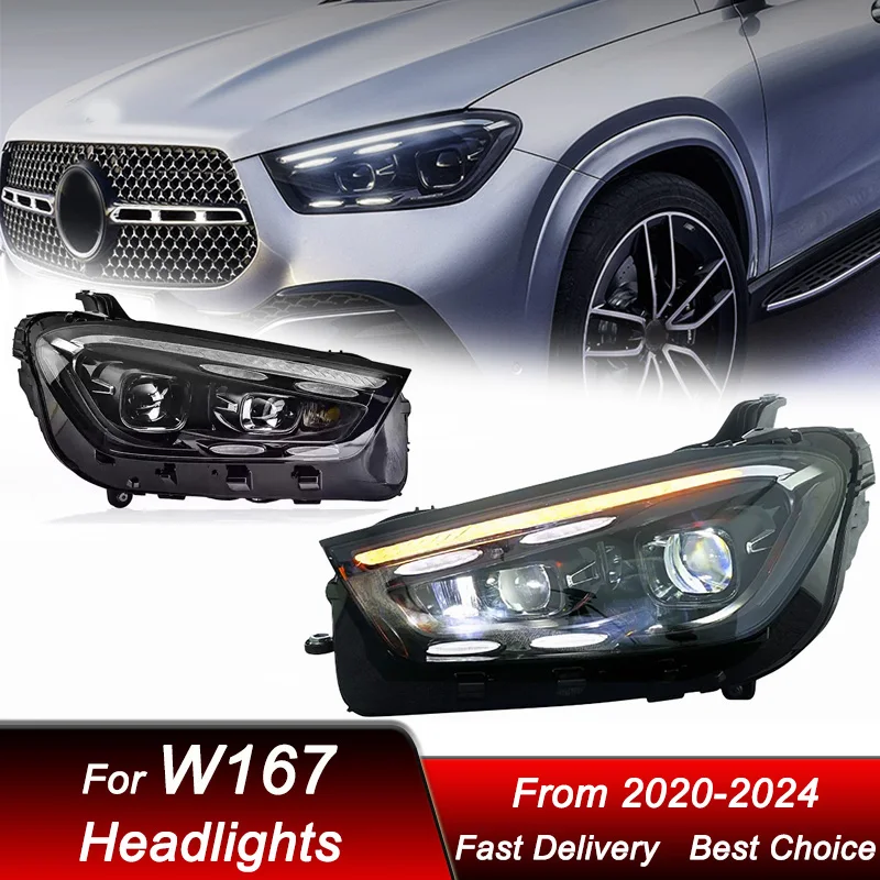 Car Led Headlights For Mercedes-Benz GLE W167 2020-2024 to high style LED Auto Headlamp Assembly Projector Lens Accessories Kit