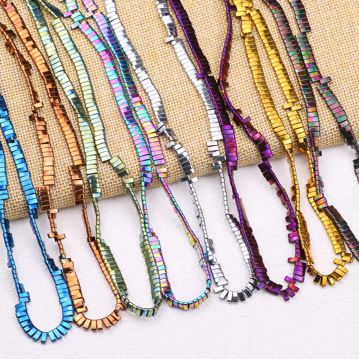 15'' Naturstein Hämatit Rechteck Blau, Lila, Gold Farbe Zwei-loch Spacer Lose Perlen Für Schmuck Machen diy Armband 5x2,5 MM