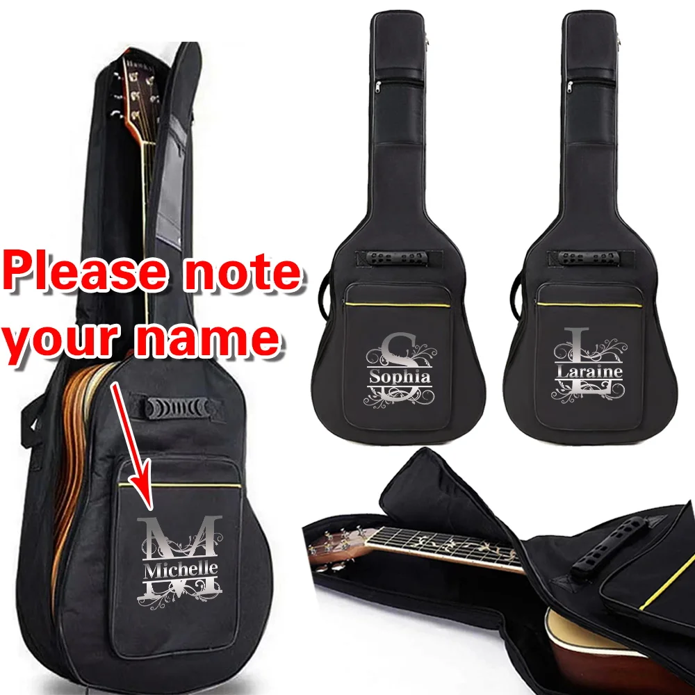 

Персонализированная сумка для гитары с индивидуальным именем, 36-41 дюйма, водонепроницаемый чехол для гитары большой емкости, портативный рюкзак для хранения инструментов