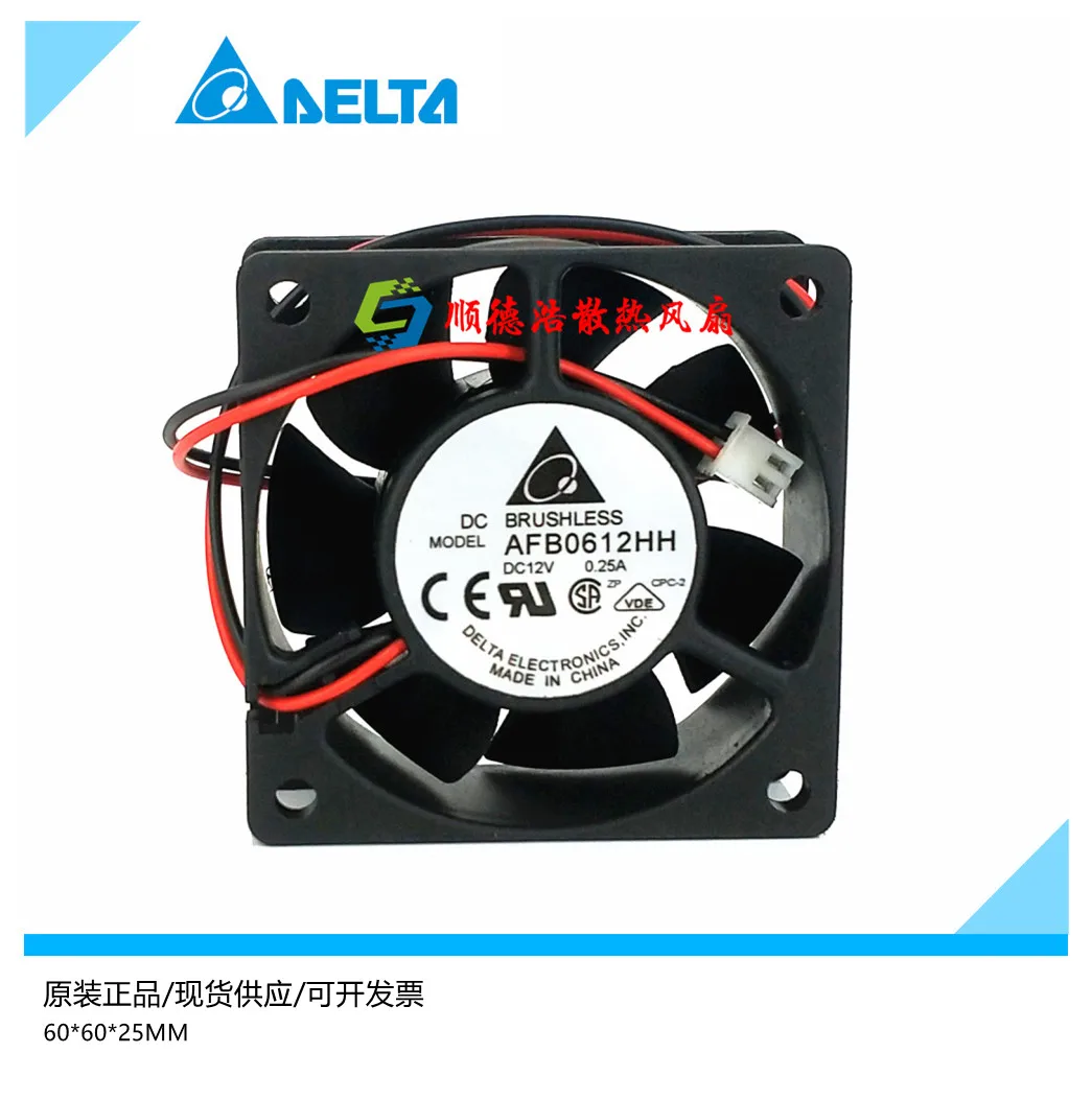 Delta Electronics AFB0612HH DC 12V 0.25A 60x60x25mm 2-Wire Server Cooling Fan