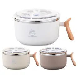 Japanese Ramen Bowl Instant Noodles Mug Thai Soup Bowls 1200ml with Phone Stand Serving Bowl for Travel Picnic Hiking Dorms